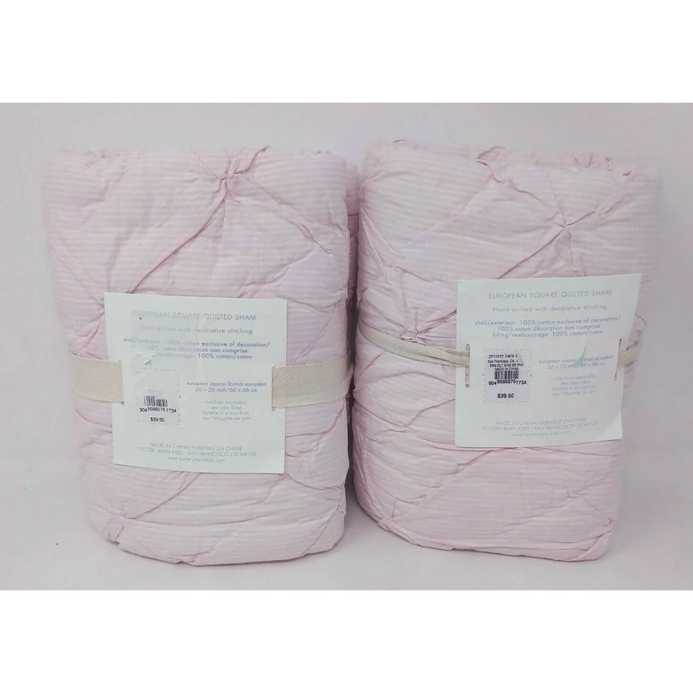 Pottery Barn Kids Brigette Ruffle Quilted Shams Pair 2‎ European Square 26